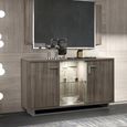 Volare Italian Sideboard - 3 Door 1 Glass Door - 142cm - Medium - with LED Light - Venetian Grey
