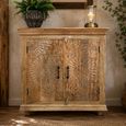 Carved Mango Wood 91cm 2 Door Small Sideboard thumbnail