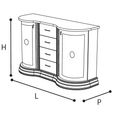 Leonardo Italian Buffet Sideboard - 2 Door 4 Drawer - 138cm - Medium - Ivory Gloss and Gold
