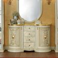 Leonardo Italian Buffet Sideboard - 2 Door 4 Drawer - 138cm - Medium - Ivory Gloss and Gold
