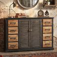 Industrial Shutter Natural and Black Fir Wood and Metal 120cm 2 Door Medium Sideboard thumbnail