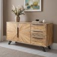 Kodi Natural Mango Wood 2 Door 3 Drawer 145cm Medium Sunburst Sideboard thumbnail