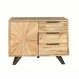 Kodi Natural Mango Wood 1 Door 3 Drawer 95cm Compact Sunburst Sideboard thumbnail 2