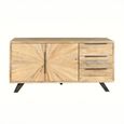 Kodi Natural Mango Wood 2 Door 3 Drawer 145cm Medium Sunburst Sideboard thumbnail 2