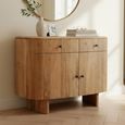 Sindhu Natural Mango Wood 2 Door 2 Drawer 105cm Small Curved Sideboard thumbnail 2