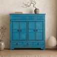 Viora Distressed Turquoise Blue Mango Wood 110cm 4 Door 3 Drawer Small Sideboard thumbnail