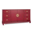 Basalt Red Mango Wood 180cm 2 Door 6 Drawer Large Oriental Style Sideboard thumbnail 2