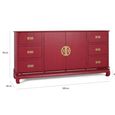 Basalt Red Mango Wood 180cm 2 Door 6 Drawer Large Oriental Style Sideboard thumbnail 5