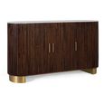 Vardia White Marble Top and Fluted Walnut Mango Wood 150cm 3 Door Medium Curved Sideboard thumbnail 2