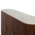 Vardia White Marble Top and Fluted Walnut Mango Wood 150cm 3 Door Medium Curved Sideboard thumbnail 4