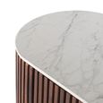 Vardia White Marble Top and Fluted Walnut Mango Wood 150cm 3 Door Medium Curved Sideboard thumbnail 5