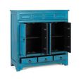 Viora Distressed Turquoise Blue Mango Wood 110cm 4 Door 3 Drawer Small Sideboard thumbnail 2