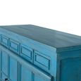 Viora Distressed Turquoise Blue Mango Wood 110cm 4 Door 3 Drawer Small Sideboard thumbnail 3