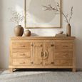 Lucca Natural Teak Wood 153cm 2 Door 6 Drawer Medium Sideboard thumbnail