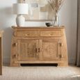 Sumbawa Natural Teak Wood 110cm 2 Door 2 Drawer Small Oriental Style Sideboard
