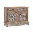 Aura Distressed White Washed Hand Carved Floral 100cm Storage Small Sideboard thumbnail 2