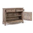 Aura Distressed White Washed Hand Carved Floral 100cm Storage Small Sideboard thumbnail 3