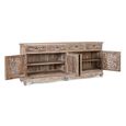 Aura Distressed White Washed Hand Carved Floral 180cm Storage Large Sideboard  thumbnail 3