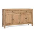 Hydra Natural Mindi Wood 140cm 4 Door 2 Drawer Medium Sideboard thumbnail 2
