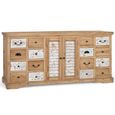 Zunai Natural Wood and Distressed White 160cm 2 Door Multi Drawer Medium Sideboard thumbnail 2