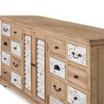 Zunai Natural Wood and Distressed White 160cm 2 Door Multi Drawer Medium Sideboard thumbnail 4