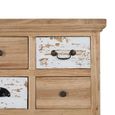 Zunai Natural Wood and Distressed White 160cm 2 Door Multi Drawer Medium Sideboard thumbnail 5