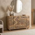 Mosaic Natural Handcrafted Mango Wood 148cm 2 Door Multi Drawer Medium Sideboard thumbnail