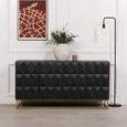 Black Mango Wood Diamond Pattern Sideboard - 4 Door - Medium