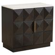 Claremont Dark Wood 2 Door Small Geometric Sideboard with Travertine Top