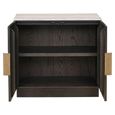 Claremont Dark Wood 2 Door Small Geometric Sideboard with Travertine Top