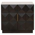 Claremont Dark Wood 2 Door Small Geometric Sideboard with Travertine Top