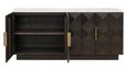 Claremont Dark Wood 4 Door Extra Large Geometric Sideboard with Travertine Top