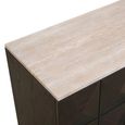 Claremont Dark Wood 4 Door Extra Large Geometric Sideboard with Travertine Top