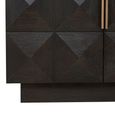 Claremont Dark Wood 4 Door Extra Large Geometric Sideboard with Travertine Top
