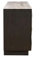 Claremont Dark Wood 4 Door Extra Large Geometric Sideboard with Travertine Top