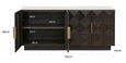 Claremont Dark Wood 4 Door Extra Large Geometric Sideboard with Travertine Top