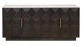 Claremont Dark Wood 4 Door Extra Large Geometric Sideboard with Travertine Top