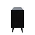 Clearance - Ferrero Black and Woven Rattan 3 Door Medium Sideboard - 120cm