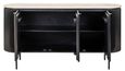 Hampton 3 Door Black Fluted Large Sideboard with Travertine Beige Top