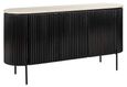 Hampton 3 Door Black Fluted Large Sideboard with Travertine Beige Top