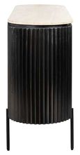 Hampton 3 Door Black Fluted Large Sideboard with Travertine Beige Top