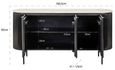 Hampton 3 Door Black Fluted Large Sideboard with Travertine Beige Top