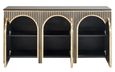 Les Arcs Brushed Gold Ribbed 3 Door Large Sideboard - 160cm