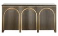 Les Arcs Brushed Gold Ribbed 3 Door Large Sideboard - 160cm