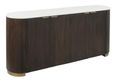 Mayfield White Marble Top Extra Large Sideboard - Dark Wood Fluted Base