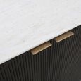 Mayfield White Marble Top Extra Large Sideboard - Dark Wood Fluted Base