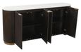 Mayfield White Marble Top Extra Large Sideboard - Dark Wood Fluted Base