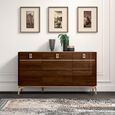 Modern Eva Medium Buffet Sideboard - 3 Doors - Walnut with Gold Trim
