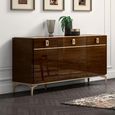 Modern Eva Medium Buffet Sideboard - 3 Doors - Walnut with Gold Trim