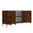 Modern Eva Medium Buffet Sideboard - 3 Doors - Walnut with Gold Trim